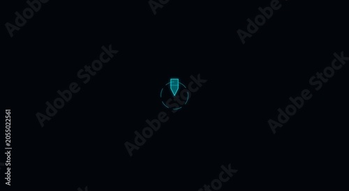 Neon digital map pin animation with pulsing hud interface animation