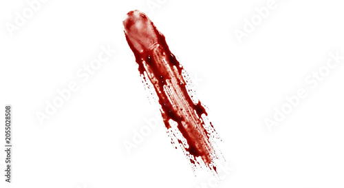 Canvas Print Bloody human fingerprint smudge dragging downwards showing crime evidence