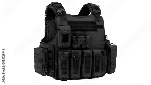 Advanced Tactical Protective Vest with Modular Pouches Isolated on Transparent PNG Background