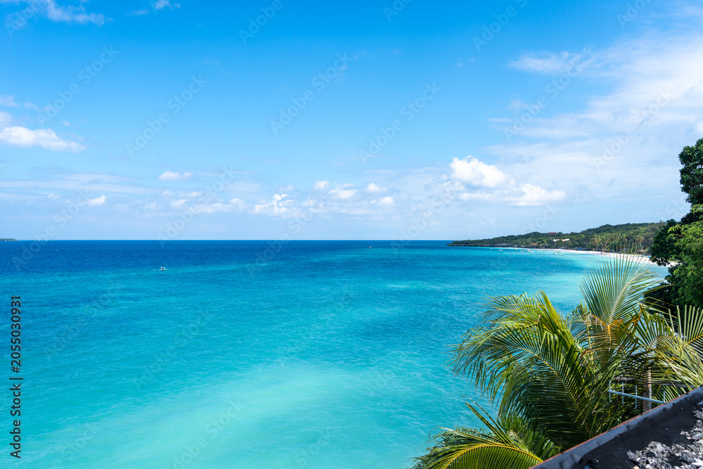 Fototapeta premium Turquoise waters at Bira Beach, Sulawesi, Indonesia coastline view