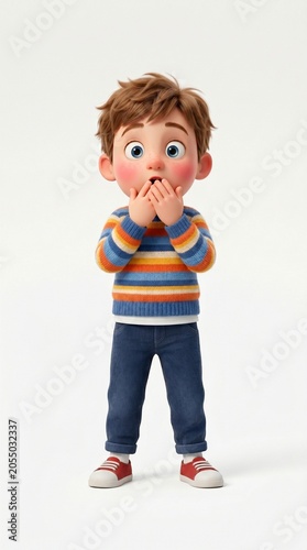Surprised 3d Cartoon Boy Character in Colorful Clothes