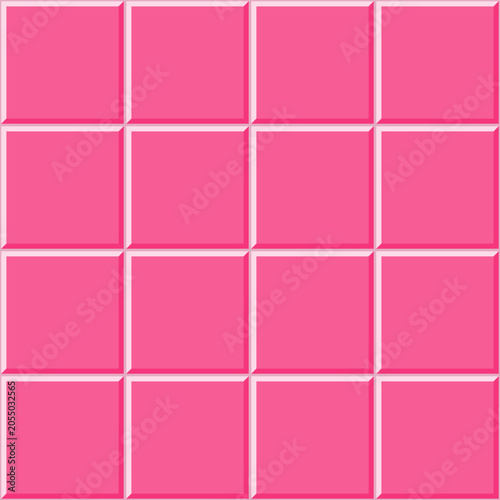 Simple pink square tiles seamless pattern. Vector background of wall tiles.