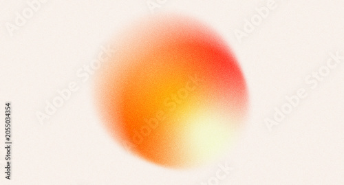 Vibrant warm orange circle with motion fade effect. Gradient background with grainy noise texture. Abstract poster or wallpaper. Modern minimalist design