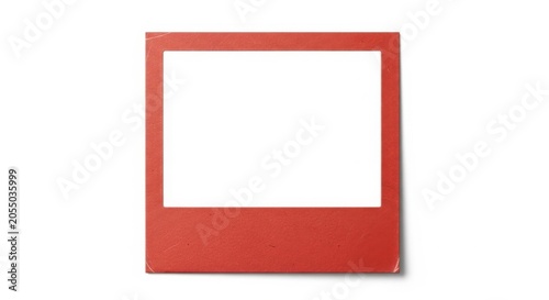 Red vintage instant photo frame isolated on white background