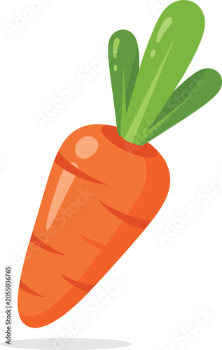 Stylized Hand Drawn Vibrant Orange Carrot Vegetable Icon With Green Tops