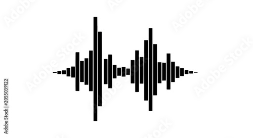 Minimal black silhouette icon, simple flat vector, bold black shape, no, no shading abstract sound wave visualization on a, flat icon style