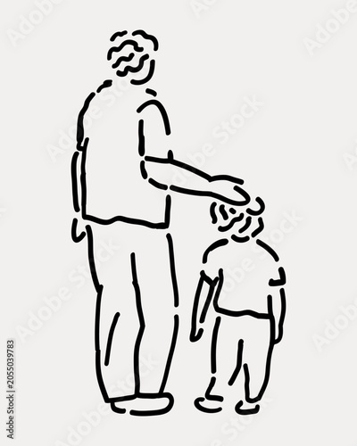 Father's Day hand drawn sketch. No AI