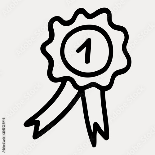 Award Winner Emblem hand drawn doodle icon. No AI