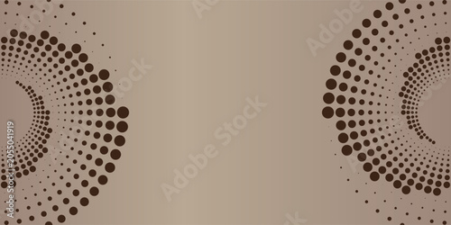Abstract background featuring a circular halftone pattern with dark brown dots on a light brown surface.