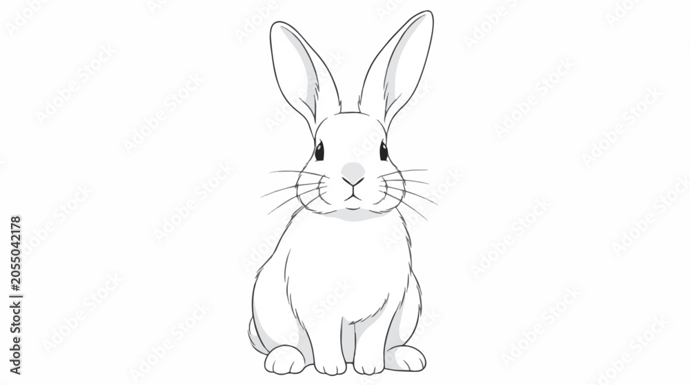Fototapeta premium Cute Rabbit Bunny Animal Minimal Line Art Wildlife Illustration