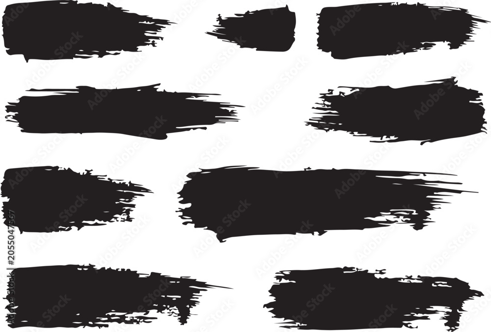 Fototapeta premium Black brush stroke textures for graphic design and editing