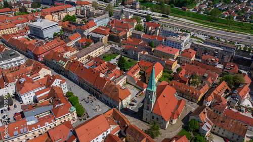 Photos Celje City Downtown Aerial View Red Roofs Streets Slovenia