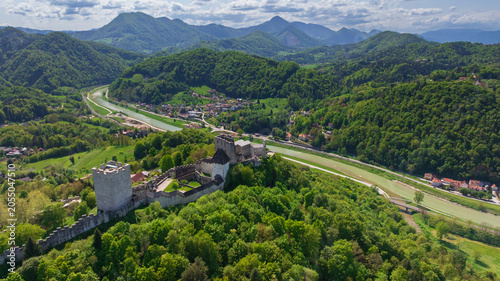 Tableau sur toile Aerial View Celje Castle Medieval Fortress Hilltop Slovenia