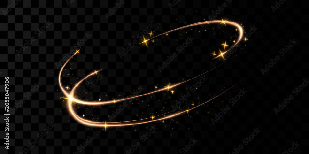 Fototapeta premium Abstract Gold Spiral Light Speed Motion Effect Background