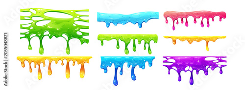 Fotografie Slime splash collection with colorful jelly drips and liquid splats