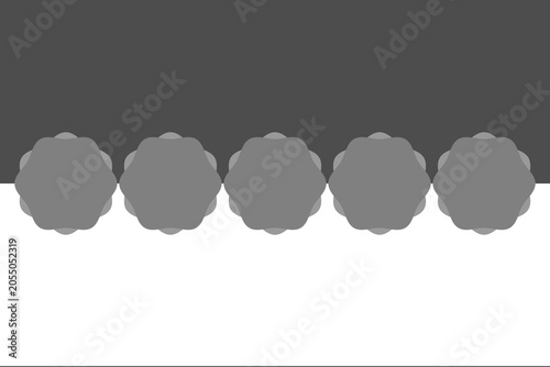 Row of gray serrated circles against a gradient background