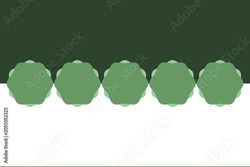 Green and white minimalist abstract background with geometric floral icons