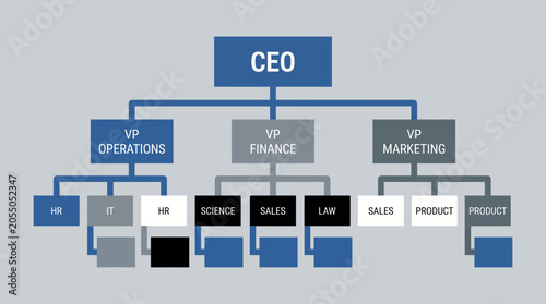 Quadro em tela Corporate Org Chart Showing Hierarchical Management Structure