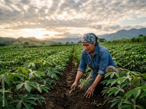 yucca plantation sky cassava cultivation concept  
