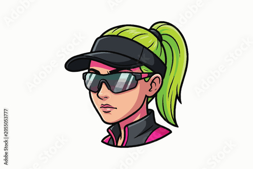 Portrait of a young woman athlete wearing a sport visor and sunglasses