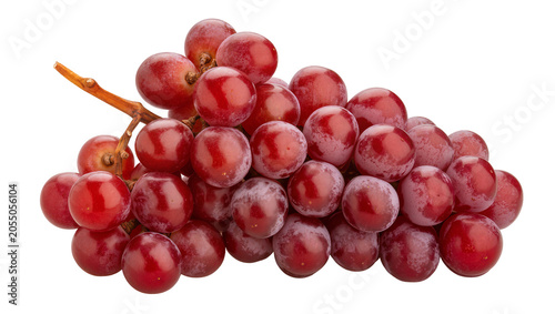 Foto Isolated fresh ripe red grapes bunch on a stem, delicious healthy sweet fruit pr