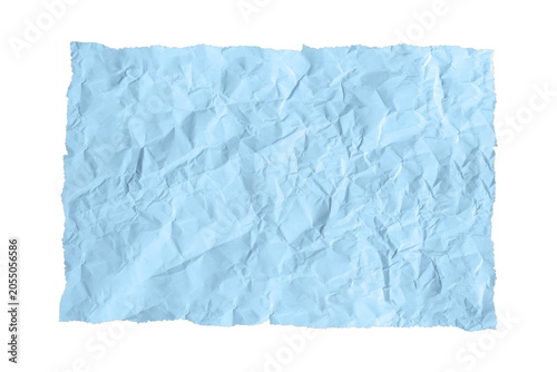 Bilde på lerret A crumpled piece of light blue paper with torn edges lies flat on a transparent