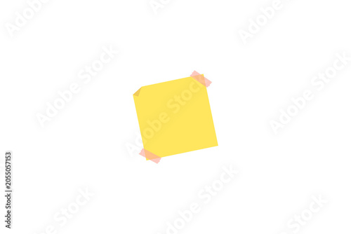 Tableau sur toile A yellow square note affixed with pink tape, isolated on a transparent backgroun