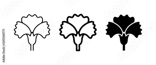 Carnation Flower Icons, Simple Floral Vector Graphics, Botanical Line Art