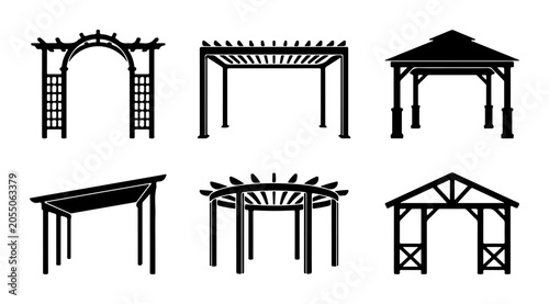 Garden Arches and Pergolas, Outdoor Structure Silhouettes, Architectural Elements