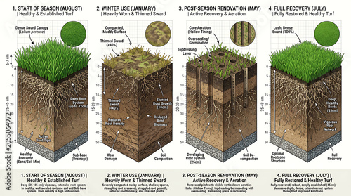 Detailed scientific naturalist cross section diagram blueprint mapping individual agricultural dirt loam layers structures