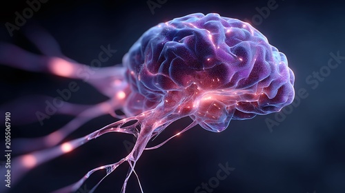 Intriguing image of a brain representing advanced machine learning neural network and intelligence