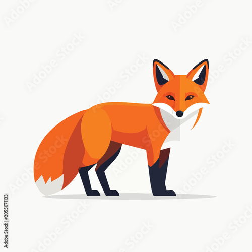 A vibrant stylized illustration of a red fox standing.