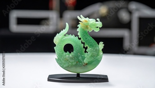 Exquisite Polished Jadeite Dragon Sculpture with Intricate Detailing