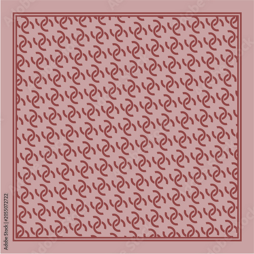 Abstract Geometric Floral Scarf Pattern: Modern Minimalist Interlocking Crescent Arcs and Overlapping Curved Monogram Frame Layout for Trendy Hijab Fashion Textile Print Soft Pink