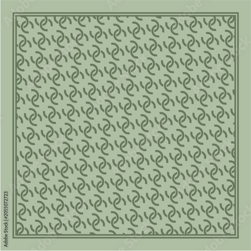 Abstract Geometric Floral Scarf Pattern: Modern Minimalist Interlocking Crescent Arcs and Overlapping Curved Monogram Frame Layout for Trendy Hijab Fashion Textile Print Soft Green
