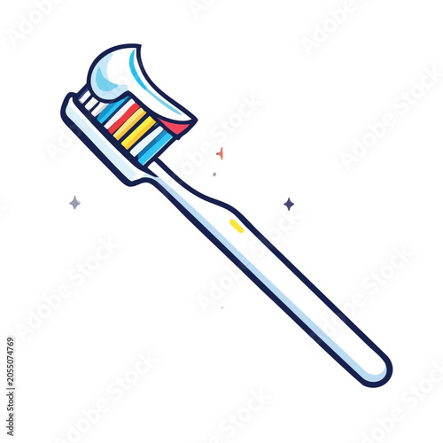 Cartoon Illustration of a Toothbrush with Toothpaste.