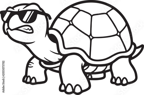 Canvastavla Cool turtle mascot, angry tortoise with sunglasses, reptile vector isolated on T