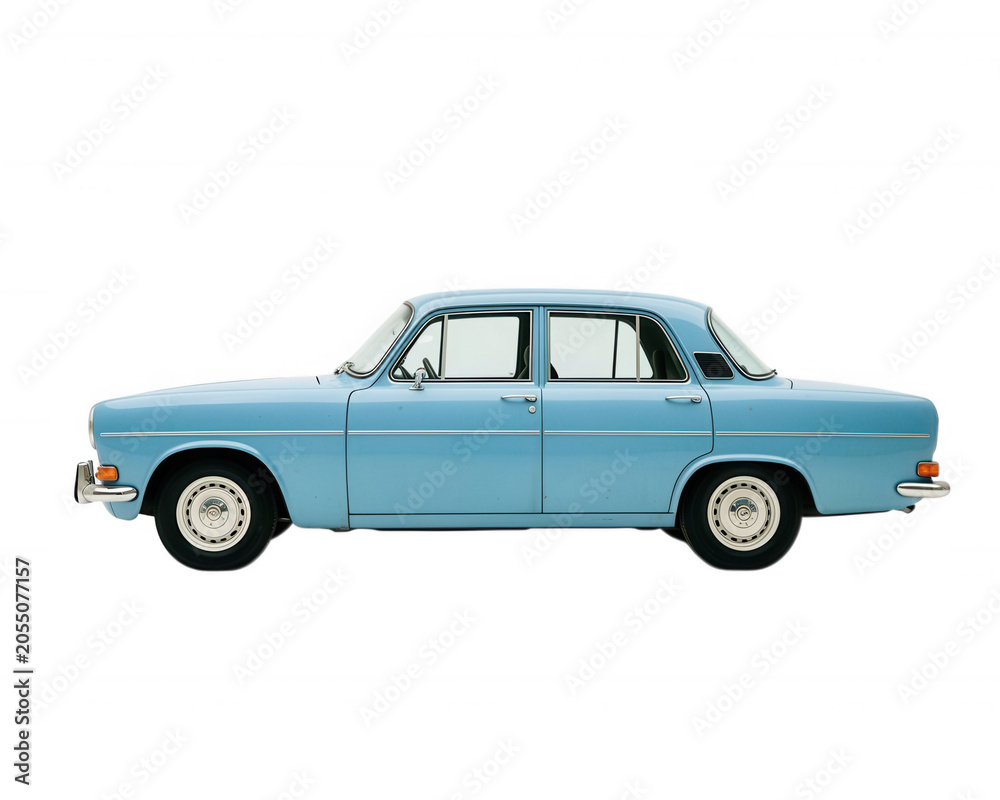 Fototapeta premium Light Blue Classic Car Side View Isolated