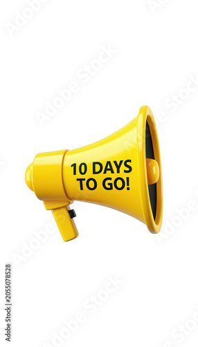Yellow Megaphone with 10 Days to Go Text