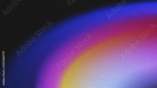Canvas Print Grainy abstract gradient background with a smooth curved arc, blending deep blue, purple, pink, gold, and soft white hues against a dark black backdrop