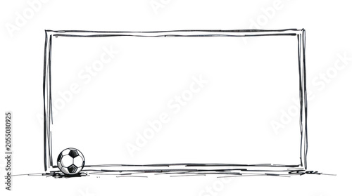 Konstfotografi Soccer Ball Frame Hand Drawn Illustration for Sports Promotion or Event Announce