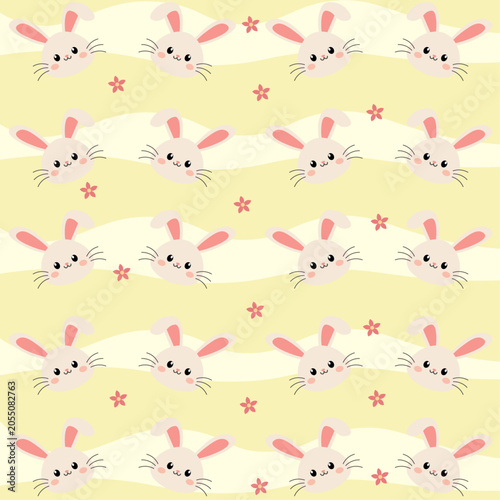 Cute Bunny Seamless Pattern Vector Background