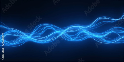 Bild auf Leinwand Abstract luminous blue energy wave gradient background design, smooth flowing os