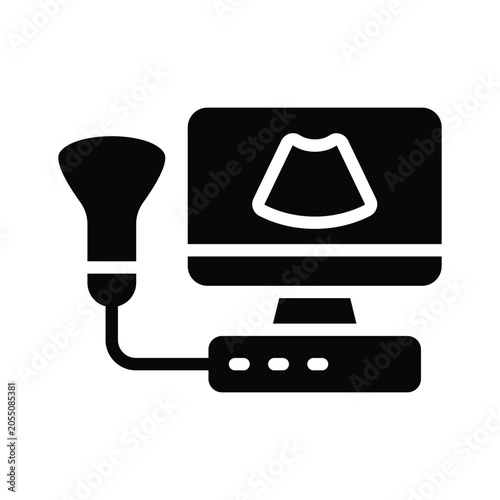 Professional ultrasound glyph icon for prenatal healthcare.