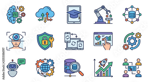 Business Technology and Data Icons.