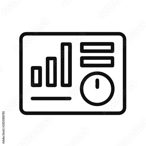 Minimalist business analytics icon representing dashboard reporting, KPI monitoring, business intelligence, and data visualization.