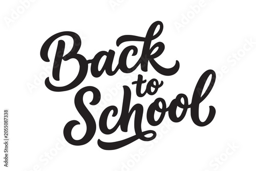 Hand drawn back to school black lettering typography on white background