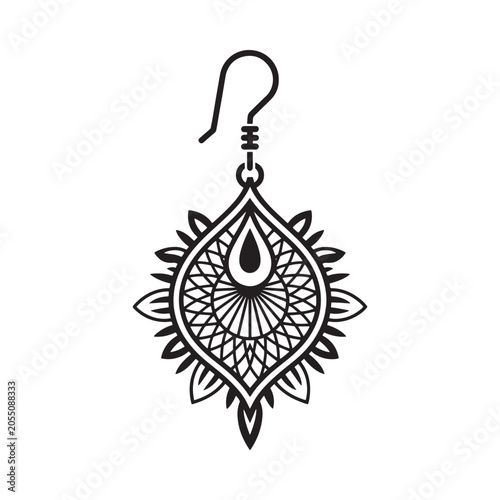 Tableau sur toile Ornamental earring silhouette on a white background detailed linear design