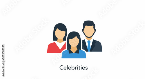 Stylized illustration of three simplified people icons with distinct hairstyles and attire