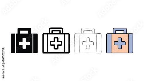 Cuadro en lienzo Adhesive bandage medical icons in line style editable stroke vector